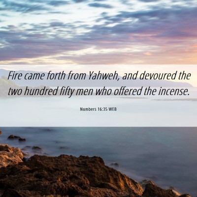 Picture 06 - Numbers 16:35 WEB - Fire came forth from Yahweh, and devoured the two - Bible Verse Picture