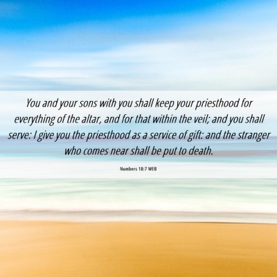 Picture 06 - Numbers 18:7 WEB - You and your sons with you shall keep your - Bible Verse Picture