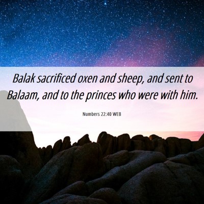 Picture 06 - Numbers 22:40 WEB - Balak sacrificed oxen and sheep, and sent to - Bible Verse Picture