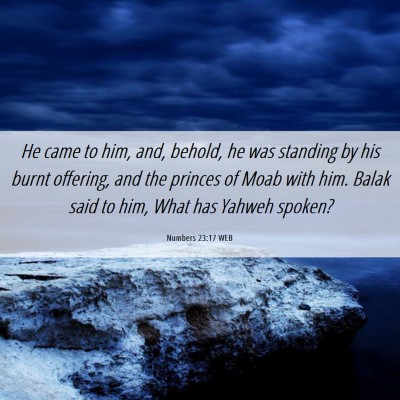 Picture 06 - Numbers 23:17 WEB - He came to him, and, behold, he was standing by - Bible Verse Picture