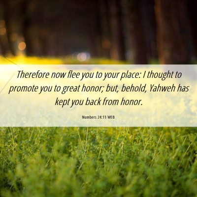 Picture 06 - Numbers 24:11 WEB - Therefore now flee you to your place: I thought - Bible Verse Picture