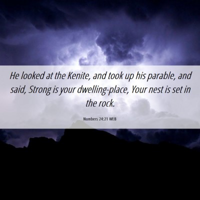 Picture 06 - Numbers 24:21 WEB - He looked at the Kenite, and took up his parable, - Bible Verse Picture