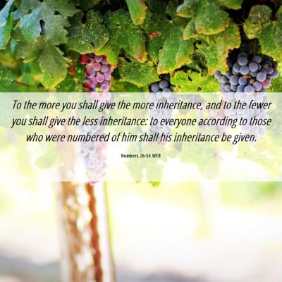 Picture 06 - Numbers 26:54 WEB - To the more you shall give the more inheritance, - Bible Verse Picture