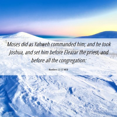 Picture 06 - Numbers 27:22 WEB - Moses did as Yahweh commanded him; and he took - Bible Verse Picture