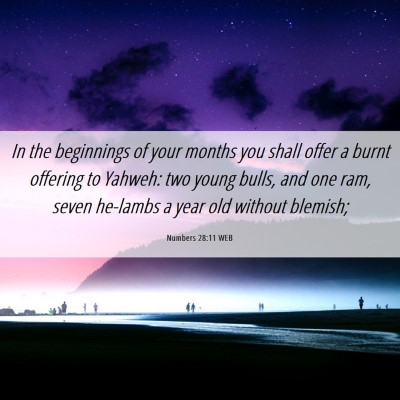 Picture 06 - Numbers 28:11 WEB - In the beginnings of your months you shall offer - Bible Verse Picture