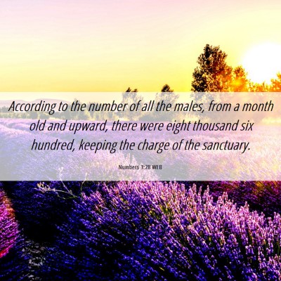 Picture 06 - Numbers 3:28 WEB - According to the number of all the males, from a - Bible Verse Picture