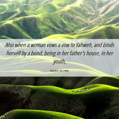 Picture 06 - Numbers 30:3 WEB - Also when a woman vows a vow to Yahweh, and binds - Bible Verse Picture