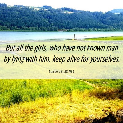 Picture 06 - Numbers 31:18 WEB - But all the girls, who have not known man by - Bible Verse Picture