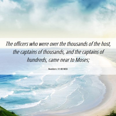 Picture 06 - Numbers 31:48 WEB - The officers who were over the thousands of the - Bible Verse Picture