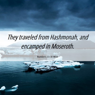 Picture 06 - Numbers 33:30 WEB - They traveled from Hashmonah, and encamped in - Bible Verse Picture