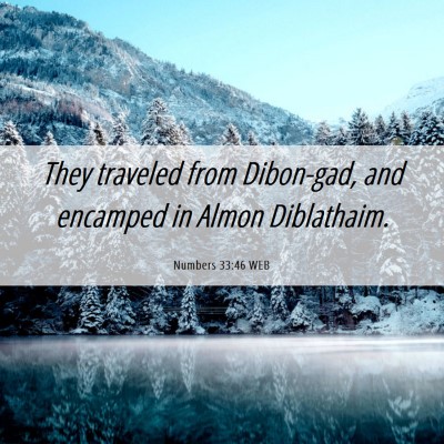 Picture 06 - Numbers 33:46 WEB - They traveled from Dibon-gad, and encamped in - Bible Verse Picture