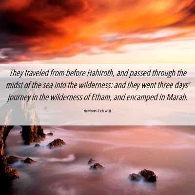 Picture 06 - Numbers 33:8 WEB - They traveled from before Hahiroth, and passed - Bible Verse Picture