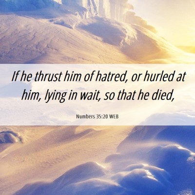 Picture 06 - Numbers 35:20 WEB - If he thrust him of hatred, or hurled at him, - Bible Verse Picture