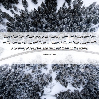 Picture 06 - Numbers 4:12 WEB - They shall take all the vessels of ministry, with - Bible Verse Picture