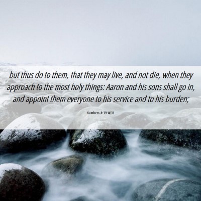 Picture 06 - Numbers 4:19 WEB - but thus do to them, that they may live, and not - Bible Verse Picture