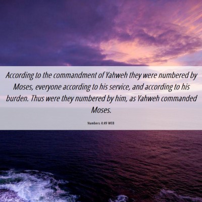 Picture 06 - Numbers 4:49 WEB - According to the commandment of Yahweh they were - Bible Verse Picture