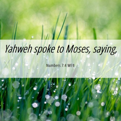 Picture 06 - Numbers 7:4 WEB - Yahweh spoke to Moses, - Bible Verse Picture