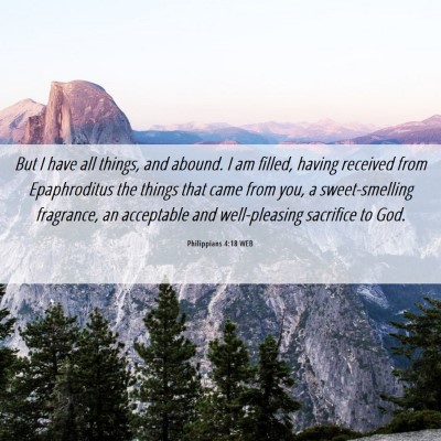 Picture 06 - Philippians 4:18 WEB - But I have all things, and abound. I am filled, - Bible Verse Picture