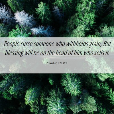 Picture 06 - Proverbs 11:26 WEB - People curse someone who withholds grain, But - Bible Verse Picture