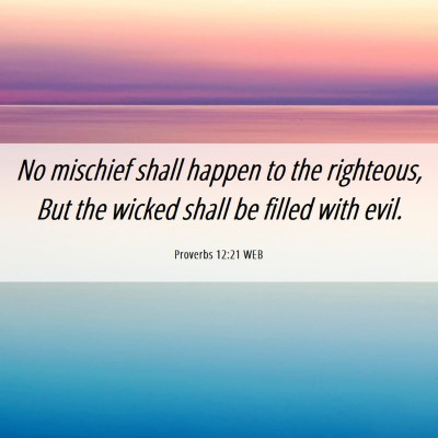Picture 06 - Proverbs 12:21 WEB - No mischief shall happen to the righteous, But - Bible Verse Picture