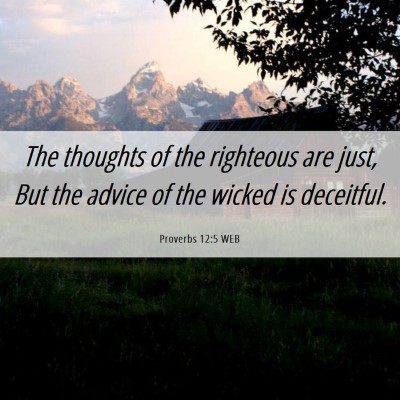 Picture 06 - Proverbs 12:5 WEB - The thoughts of the righteous are just, But the - Bible Verse Picture