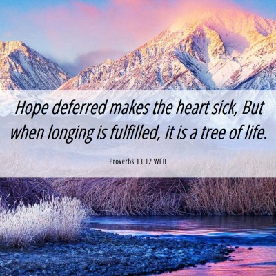 Picture 06 - Proverbs 13:12 WEB - Hope deferred makes the heart sick, But when - Bible Verse Picture
