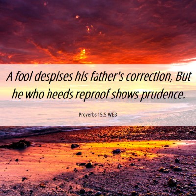 Picture 06 - Proverbs 15:5 WEB - A fool despises his father's correction, But he - Bible Verse Picture