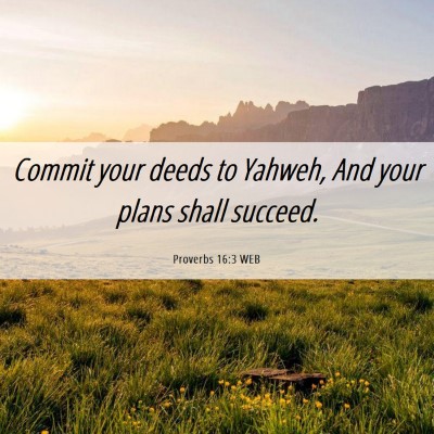 Picture 06 - Proverbs 16:3 WEB - Commit your deeds to Yahweh, And your plans shall - Bible Verse Picture