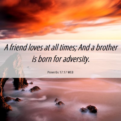 Picture 06 - Proverbs 17:17 WEB - A friend loves at all times; And a brother is - Bible Verse Picture