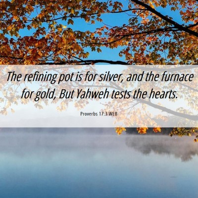 Picture 06 - Proverbs 17:3 WEB - The refining pot is for silver, and the furnace - Bible Verse Picture