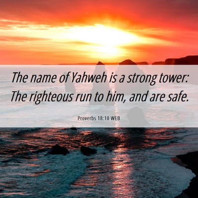 Picture 06 - Proverbs 18:10 WEB - The name of Yahweh is a strong tower: The - Bible Verse Picture