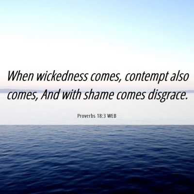Picture 06 - Proverbs 18:3 WEB - When wickedness comes, contempt also comes, And - Bible Verse Picture