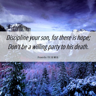 Picture 06 - Proverbs 19:18 WEB - Discipline your son, for there is hope; Don't be - Bible Verse Picture
