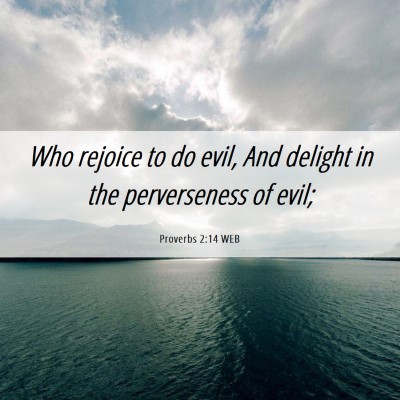 Picture 06 - Proverbs 2:14 WEB - Who rejoice to do evil, And delight in the - Bible Verse Picture