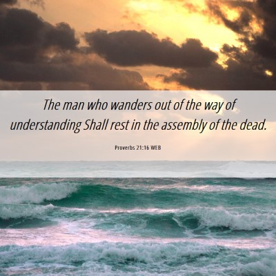 Picture 06 - Proverbs 21:16 WEB - The man who wanders out of the way of - Bible Verse Picture