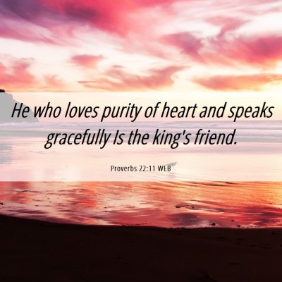 Picture 06 - Proverbs 22:11 WEB - He who loves purity of heart and speaks - Bible Verse Picture