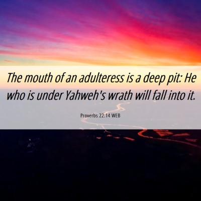 Picture 06 - Proverbs 22:14 WEB - The mouth of an adulteress is a deep pit: He who - Bible Verse Picture