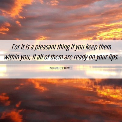 Picture 06 - Proverbs 22:18 WEB - For it is a pleasant thing if you keep them - Bible Verse Picture