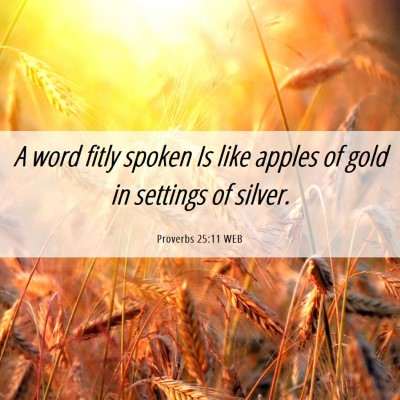 Picture 06 - Proverbs 25:11 WEB - A word fitly spoken Is like apples of gold in - Bible Verse Picture