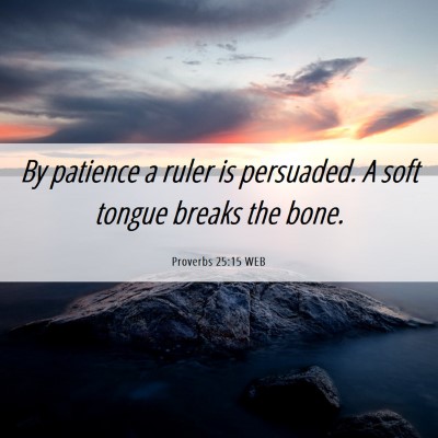 Picture 06 - Proverbs 25:15 WEB - By patience a ruler is persuaded. A soft tongue - Bible Verse Picture