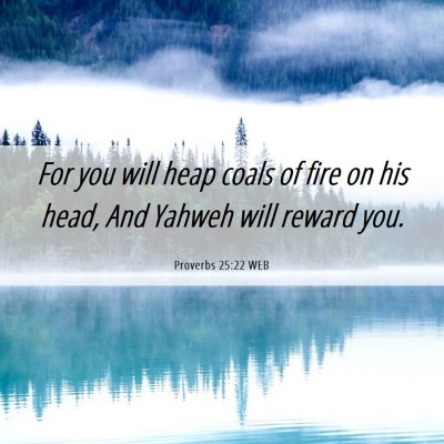 Picture 06 - Proverbs 25:22 WEB - For you will heap coals of fire on his head, And - Bible Verse Picture