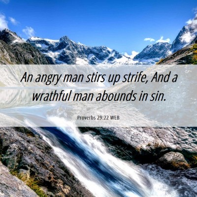 Picture 06 - Proverbs 29:22 WEB - An angry man stirs up strife, And a wrathful man - Bible Verse Picture