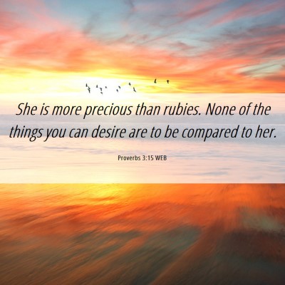 Picture 06 - Proverbs 3:15 WEB - She is more precious than rubies. None of the - Bible Verse Picture