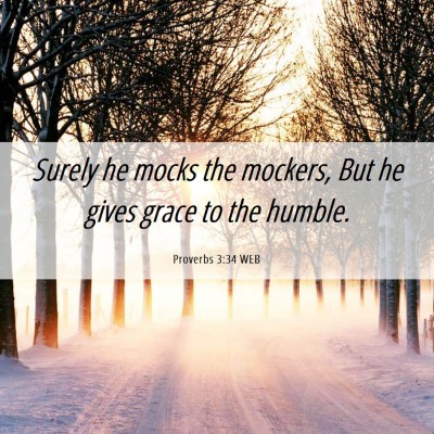 Picture 06 - Proverbs 3:34 WEB - Surely he mocks the mockers, But he gives grace - Bible Verse Picture