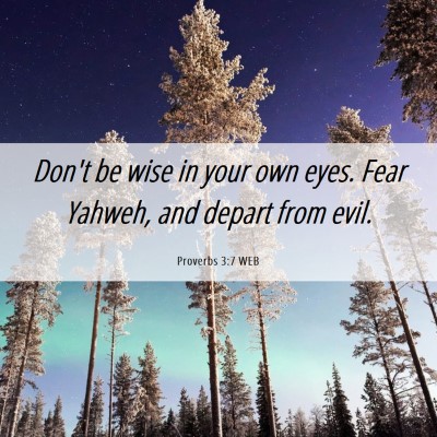 Picture 06 - Proverbs 3:7 WEB - Don't be wise in your own eyes. Fear Yahweh, and - Bible Verse Picture