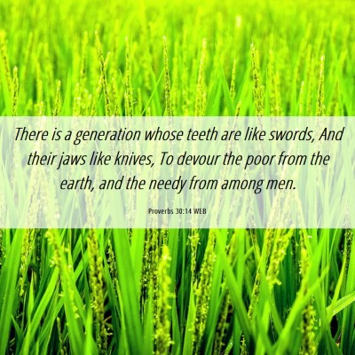 Picture 06 - Proverbs 30:14 WEB - There is a generation whose teeth are like - Bible Verse Picture