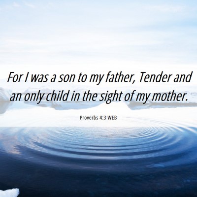 Picture 06 - Proverbs 4:3 WEB - For I was a son to my father, Tender and an only - Bible Verse Picture