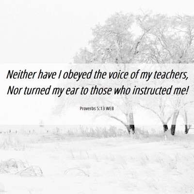Picture 06 - Proverbs 5:13 WEB - Neither have I obeyed the voice of my teachers, - Bible Verse Picture