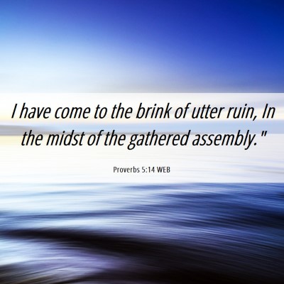 Picture 06 - Proverbs 5:14 WEB - I have come to the brink of utter ruin, In the - Bible Verse Picture