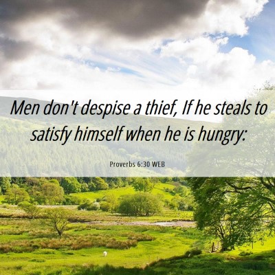 Picture 06 - Proverbs 6:30 WEB - Men don't despise a thief, If he steals to - Bible Verse Picture